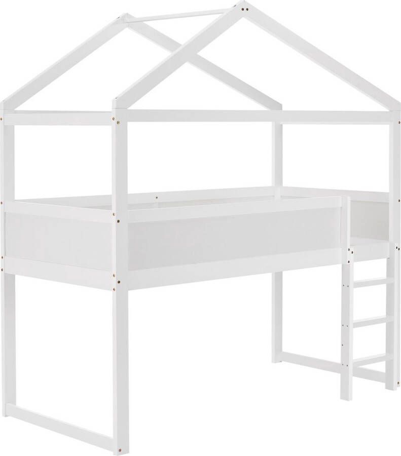 Juskys Kinderbed Hoogslaper Josy 90 x 200 cm Wit Incl. Ladder