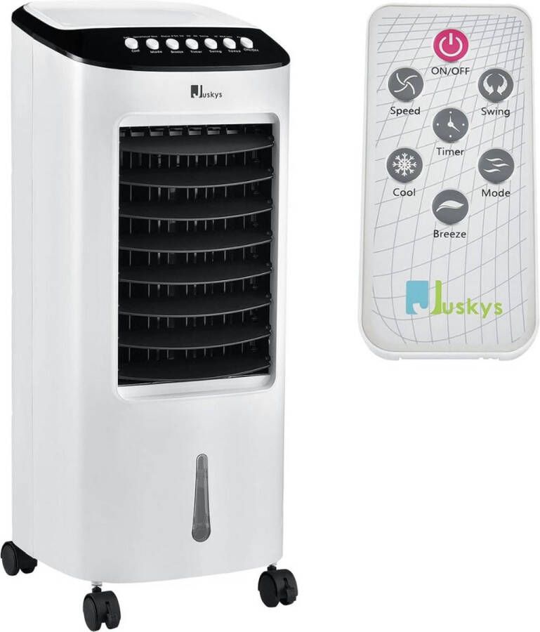 Juskys Mobiele Airco Zonder Afvoer Mobiele Aircooler met Timer Mobiele Airco voor Slaapkamer met 3 snelheden- Wit