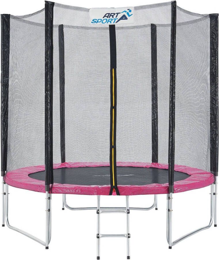 Juskys Trampoline Jampino ø244 cm Roze Incl. ladder & veiligheidsnet