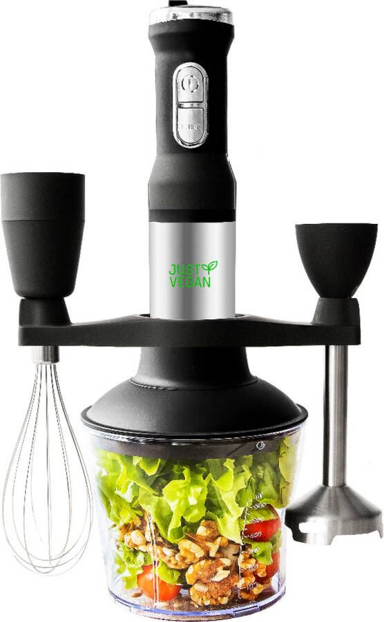 Just Vegan 6-in-1 Staafmixer – 1200W – zwart Ceravegan – hand blender – duurzame keukenhulp