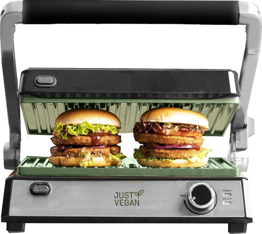 Just Vegan – Ceravegan Eco Contactgrill Anti-aanbaklaag Vegan Tosti apparaat Grill apparaat Vetvrij Grillen