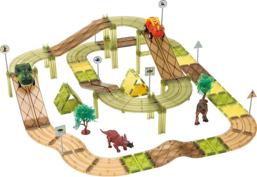 JUST23 Magnetic Tiles Racebaan Dinosaurus Magnetische speelgoed 80 Stuks Dinosaurus Speelgoed Educatief & constructie Speelgoed BGR80