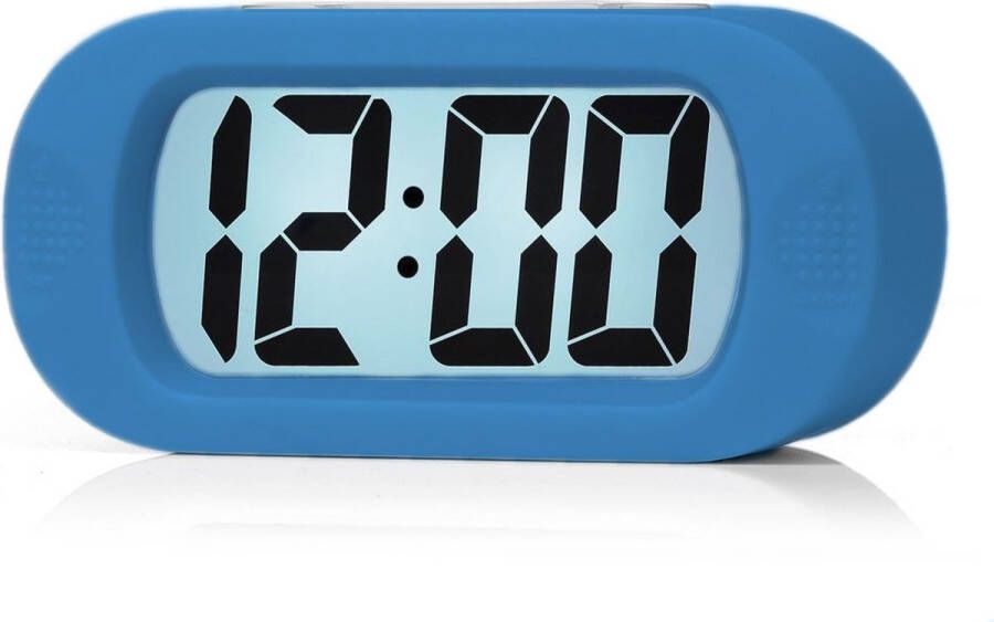 JustAnotherProduct JAP AP17 digitale wekker Stevige alarmklok Met snooze en verlichtingsfunctie Beschermhoes van rubber Blauw