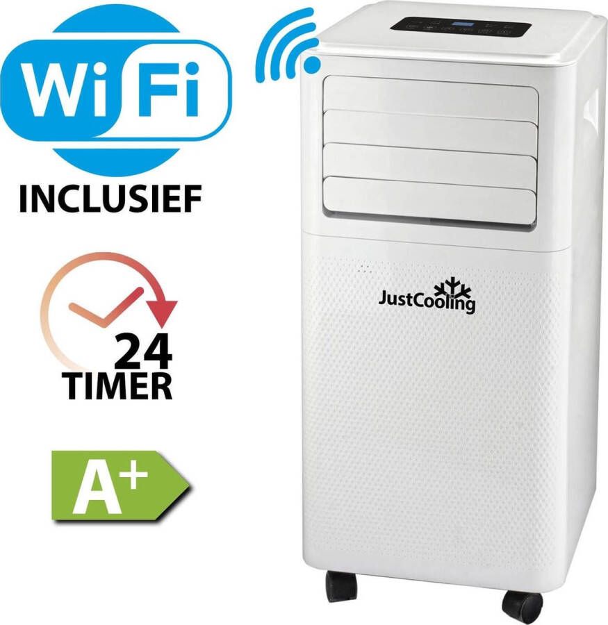 JustCooling Mobiele Airco 7000 BTU + WIFI WIT