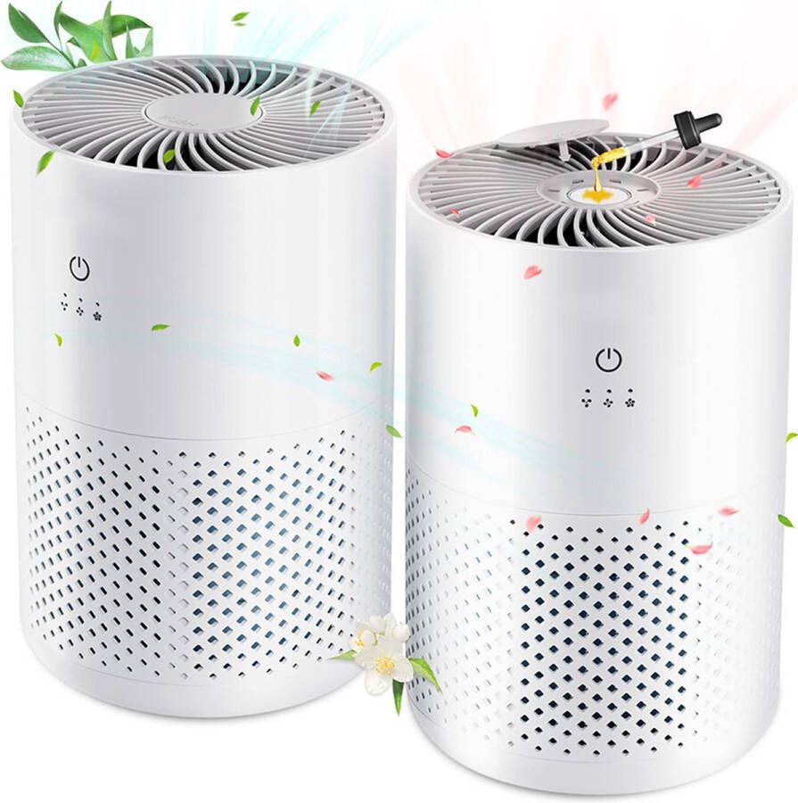 JustGoHome Air purifier Compacte luchtreiniger Geschikt voor 1 m² tot wel 60 m² 6-in-1 HEPA filtersysteem 3 Standen Laag volume Actieve Koolfilter Luchtreinigers Beter slapen Verminder allergieën