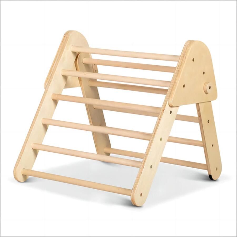JustValue Mini Pikler Driehoek Houten Klimrek Montessori Speelgoed Inklapbaar Klimtoestel voor Binnen Peuterspeelgoed