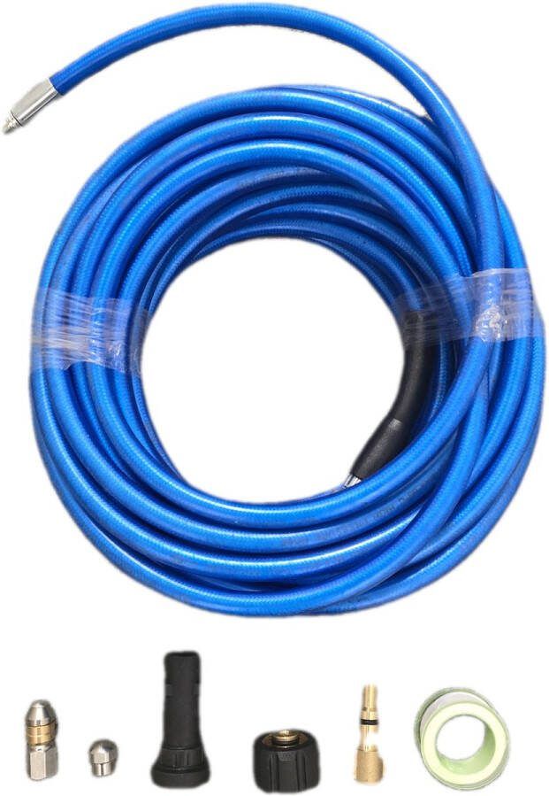 JustValue Rioolslang 15 Meter Lichtblauw Geschikt Voor Kärcher K2 K3 K4 K5 K6 K7 Lavor Parkside en Bosch Hogedrukreinigers Rioolreinigingsveer Rioolontstopper Hogedrukreinigeraccessoires