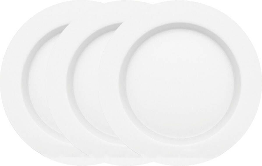 Juypal Hogar Juypal Bordenset 12x wit kunststof D26 cm herbruikbaar BPA-vrij