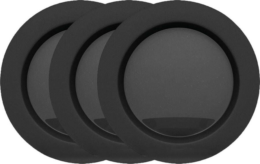 Juypal Hogar Juypal Bordenset 12x zwart kunststof D22 cm herbruikbaar BPA-vrij Bordjes