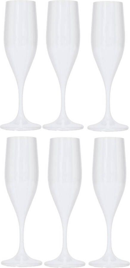 Juypal Hogar Juypal Champagneglas 12x wit kunststof 150 ml herbruikbaar Champagneglazen