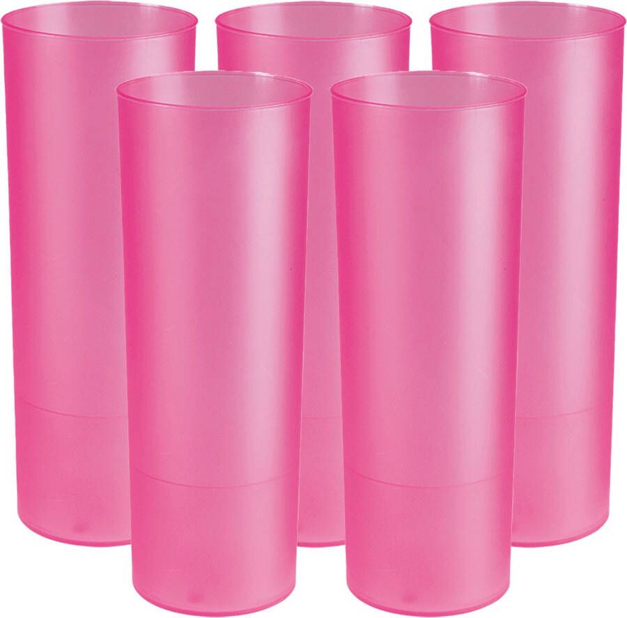 Juypal Hogar Juypal longdrink glas 12x roze kunststof 330 ml herbruikbaar Drinkglazen