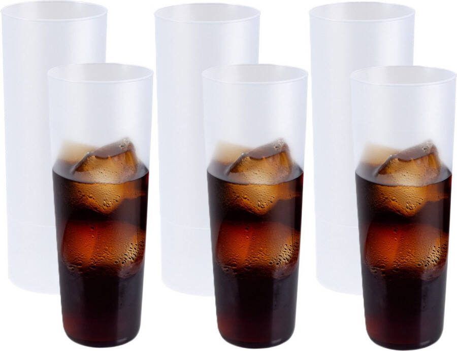 Juypal Hogar Juypal longdrink glas 18x wit kunststof 330 ml herbruikbaar BPA-vrij onbreekbaar camping