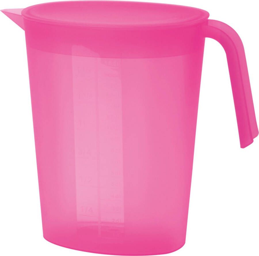 Juypal Hogar Juypal Schenkkan waterkan fuchsia roze 1 75 liter kunststof L22 x H20 cm met deksel Schenkkannen