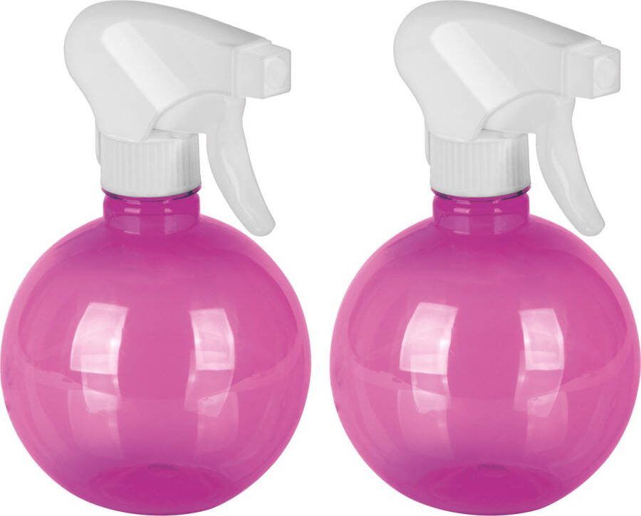 Juypal Hogar Juypal Plantenspuit waterverstuiver- 2x wit roze 400 ml kunststof sprayflacon