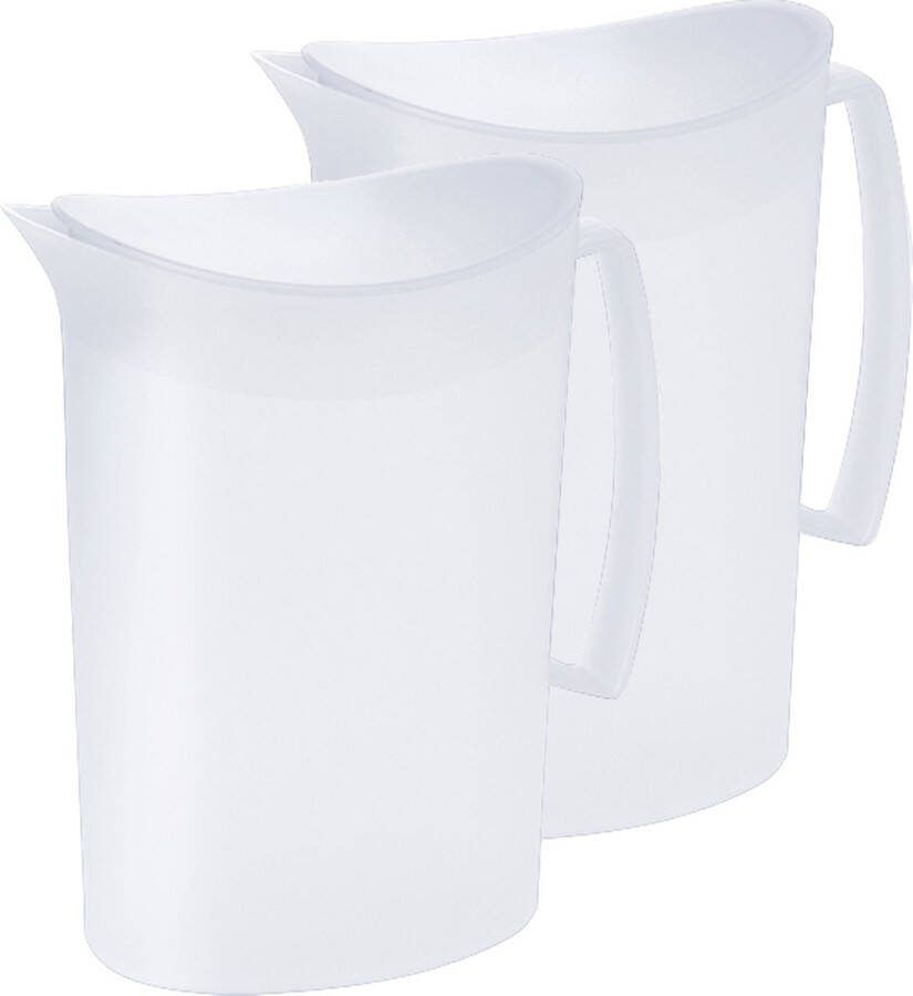 Juypal Hogar Juypal Schenkkan waterkan 2x transparant 2 liter kunststof L20 x H23 cm met deksel Schenkkannen