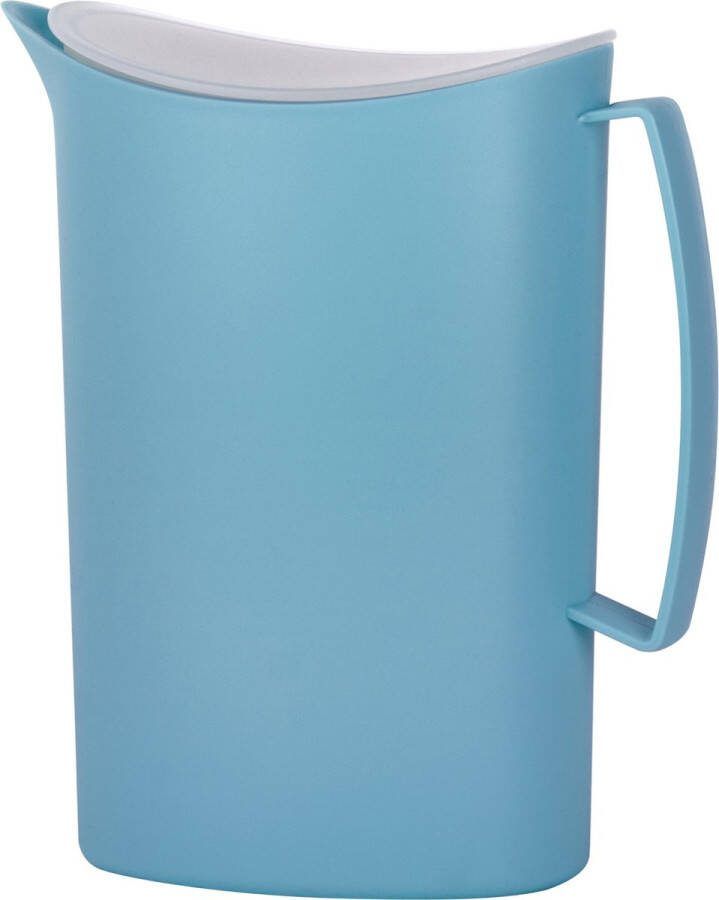 Juypal Hogar Juypal Schenkkan waterkan blauw 2 liter kunststof L20 x H23 cm met deksel Schenkkannen