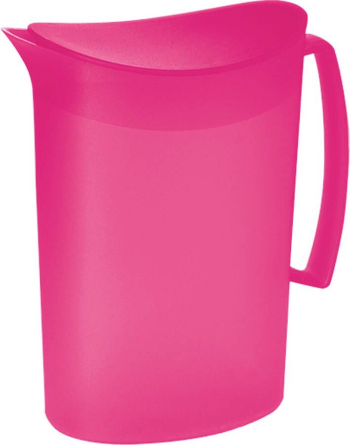 Juypal Hogar Juypal Schenkkan waterkan fuchsia roze 2 liter kunststof L20 x H23 cm met deksel Schenkkannen