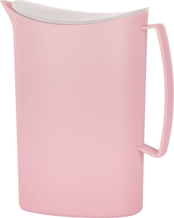 Juypal Hogar Juypal Schenkkan waterkan roze 2 liter kunststof L20 x H23 cm met deksel Schenkkannen