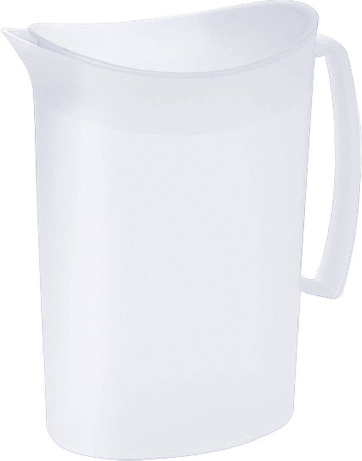 Juypal Hogar Juypal Schenkkan waterkan wit 2 liter kunststof L20 x H23 cm met deksel Schenkkannen