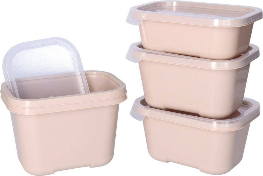 Juypal Hogar Juypal Vershoudbakjes nestbaar 5 delig BPA vrij meal prep 5x maten- Beige luchtdicht herbruikbaar