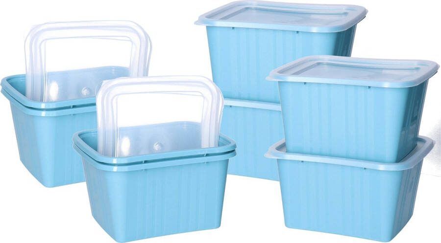 Juypal Hogar Juypal Vershoudbakjes nestbaar BPA vrij meal prep 8x stuks van 1 liter blauw luchtdicht herbruikbaar