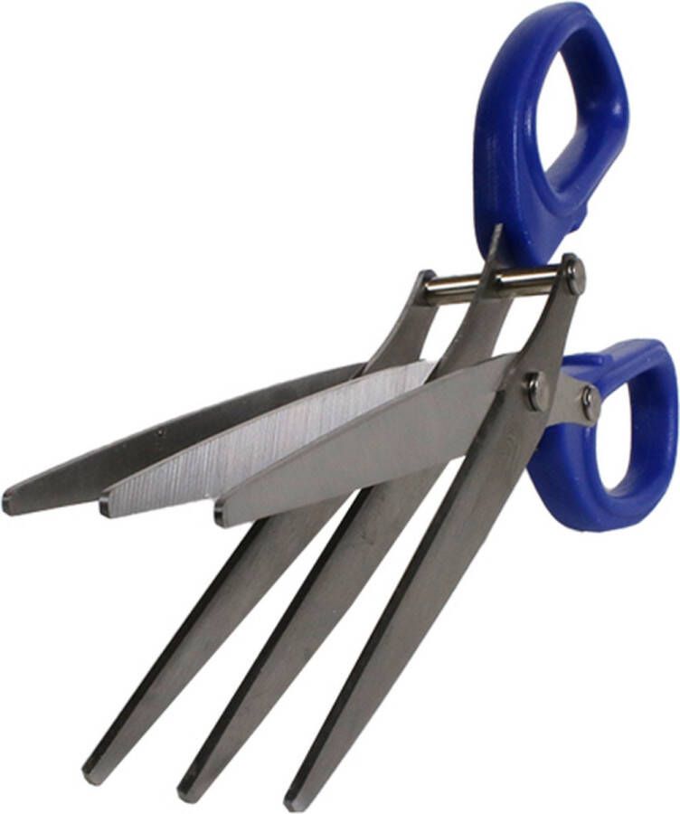 JVS Worm Scissor 3-Blade 19cm Lang Versnipperschaar Kruidenschaar Wormenschaar Blauw