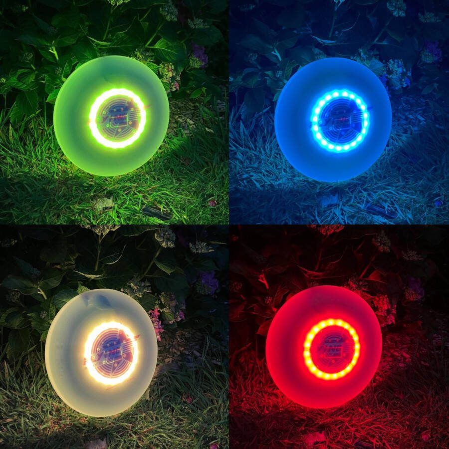 K&G Goods LED Frisbee 7 Kleuren 7 Lichtstanden 3 Helderheidsopties USB-C Oplaadbaar Lichtgevende Frisbee