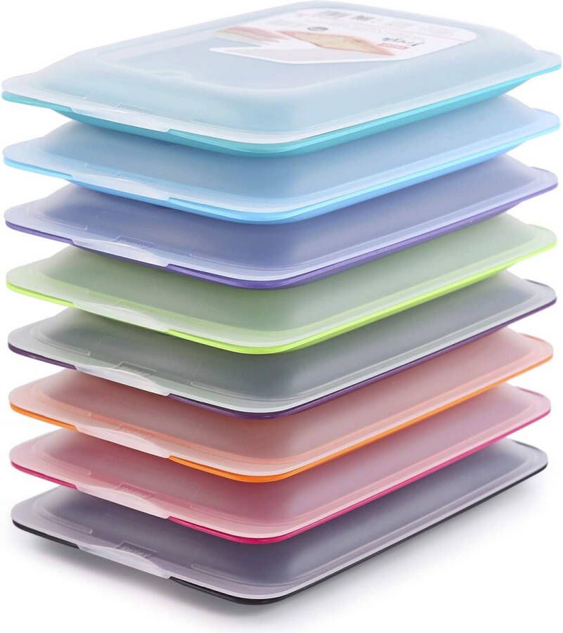K&G Hoogwaardige fleece goederen dozijn set. Ruimtebesparende stapelbare dozen met serveerschaal. Vershouddozen voor de koelkast (8 x kleuren)