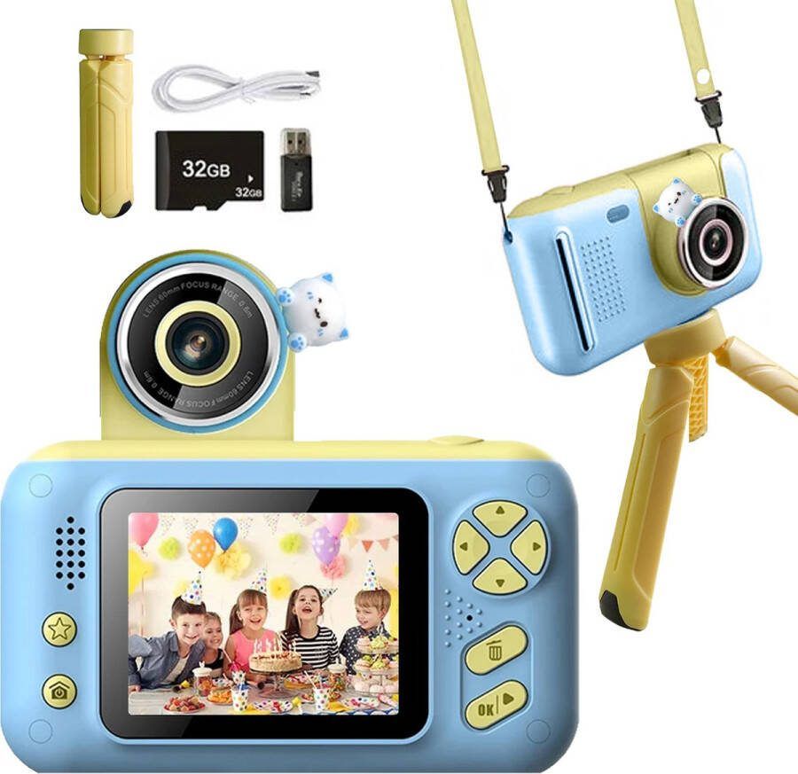 K&L Digitale Kindercamera Kids Kinder vlog camera Kindercamera's Digitaal Fototoestel Kinderen Kinderfototoestel Blauw