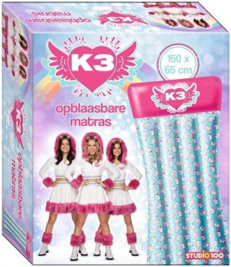 K3 Studio 100 Opblaasbare Matras Luchtbed 150 x 65 cm meisjes roze turqoise