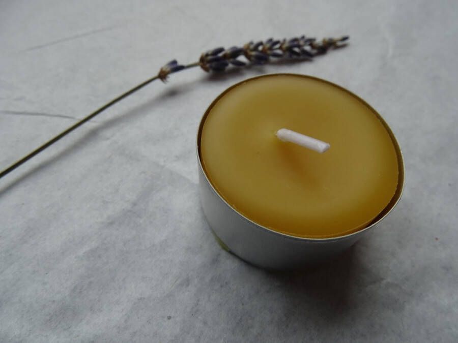 Kaarsenmakers Bijenwas en lavendelolie theelichtjes natuurlijke geurkaarsen aromatherapy 15 stuks