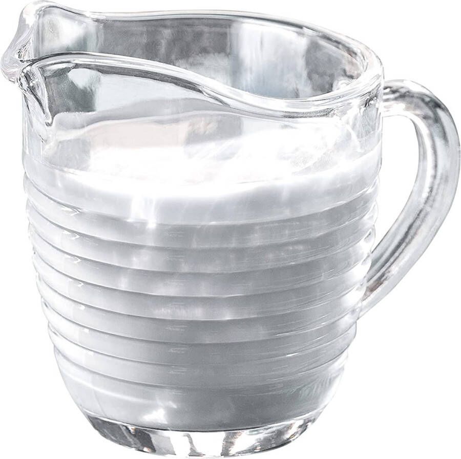 KADAX Melkkannetje van glas melkkan met handvat slagroomkan kruik saus kleine glazen kan voor melk room saus koffie eenvoudig te reinigen transparant (200 ml strips)