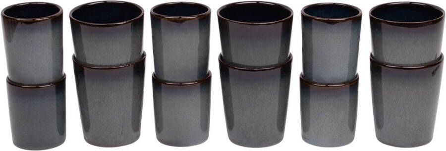 Kade171 Koffiekopjes set van 12 150 ml en 250 ml 6 persoons Porto blauw met groen Portugees stoneware