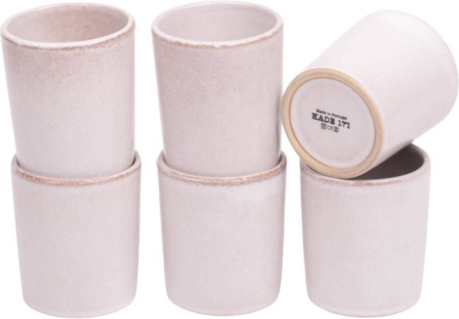 Kade171 Koffiekopjes set van 6 150 ml 6 persoons Lissabon wit met bruine spikkel Portugees stoneware