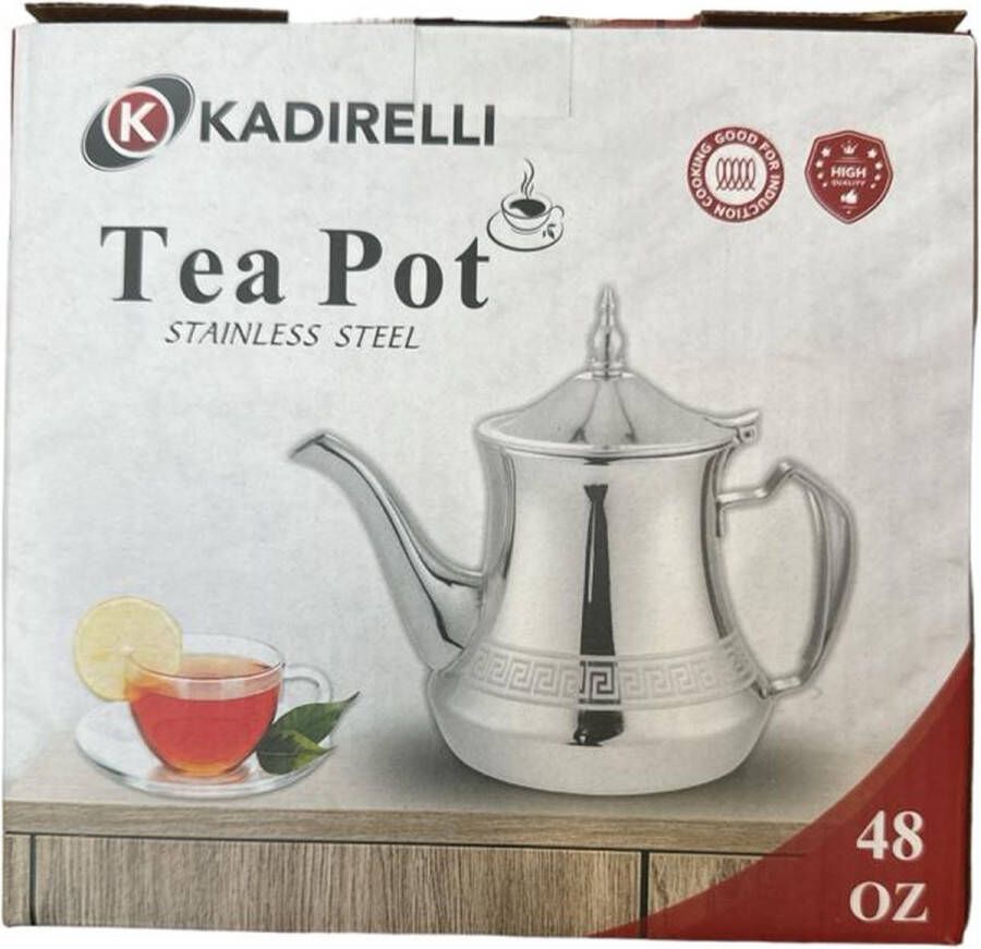 Kadirelli Marokkaanse Theepot Chrome Theeketel inductie 1.4 Liter