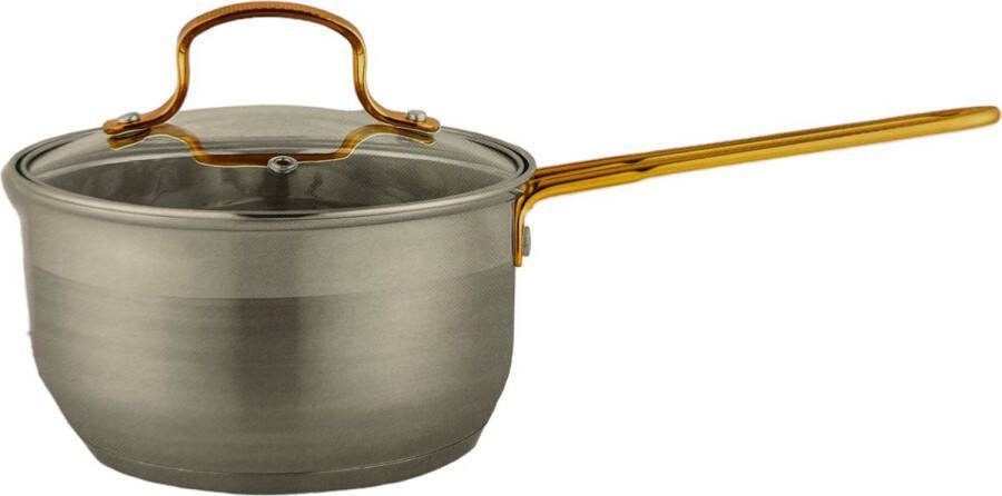 Kadirelli Sauspan Goud met Deksel Inductie Steelpan Inductiepan 16cm