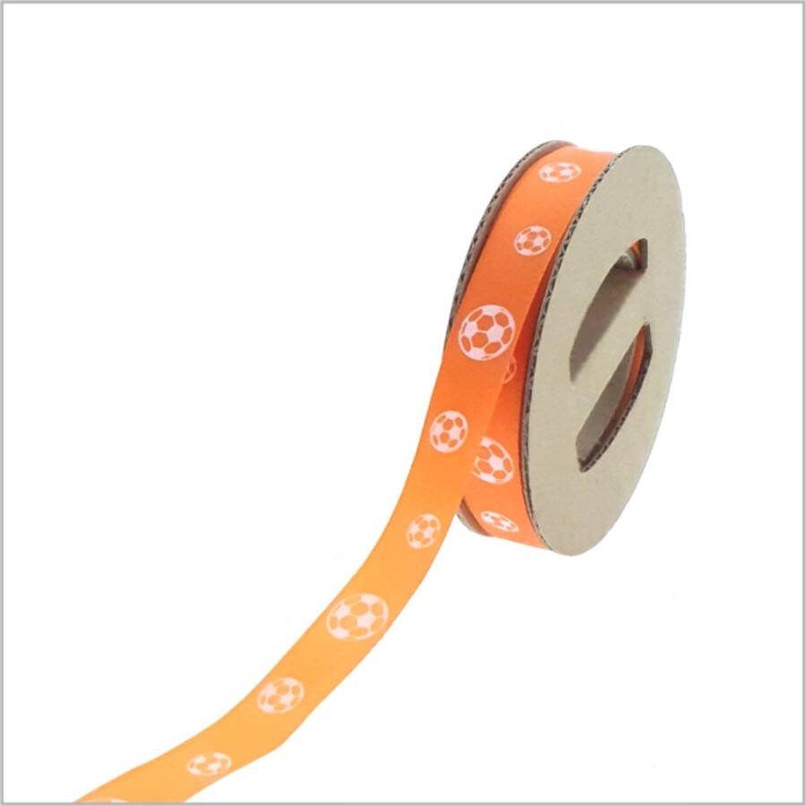 Kadoonline Luxe decoratie lint inpaklint Voetbal Satijn lint 25 mm x 25 meter