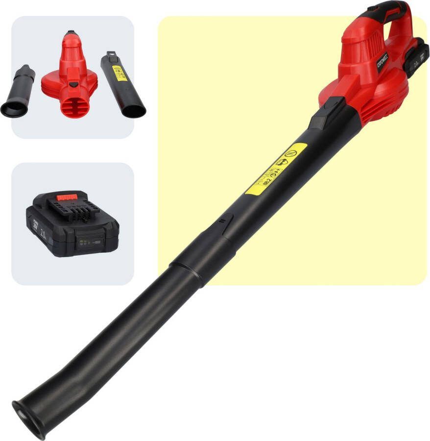Kafuwell FBB250 Bladblazer met accu Met oplader Met blaasmond Maximale luchtdruk van 250 gram Met accu Draadloos Met handvat Rood