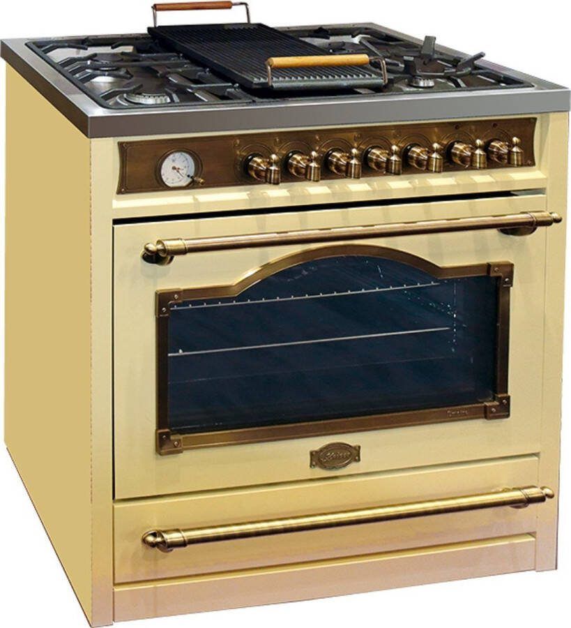 Kaiser Empire gasfornuis HGE 93555 ElfEm met 2-voudige telescopische uittrek katalytische zelfreiniging retro gasfornuis elektrische kookplaat 90 cm Range Coocker