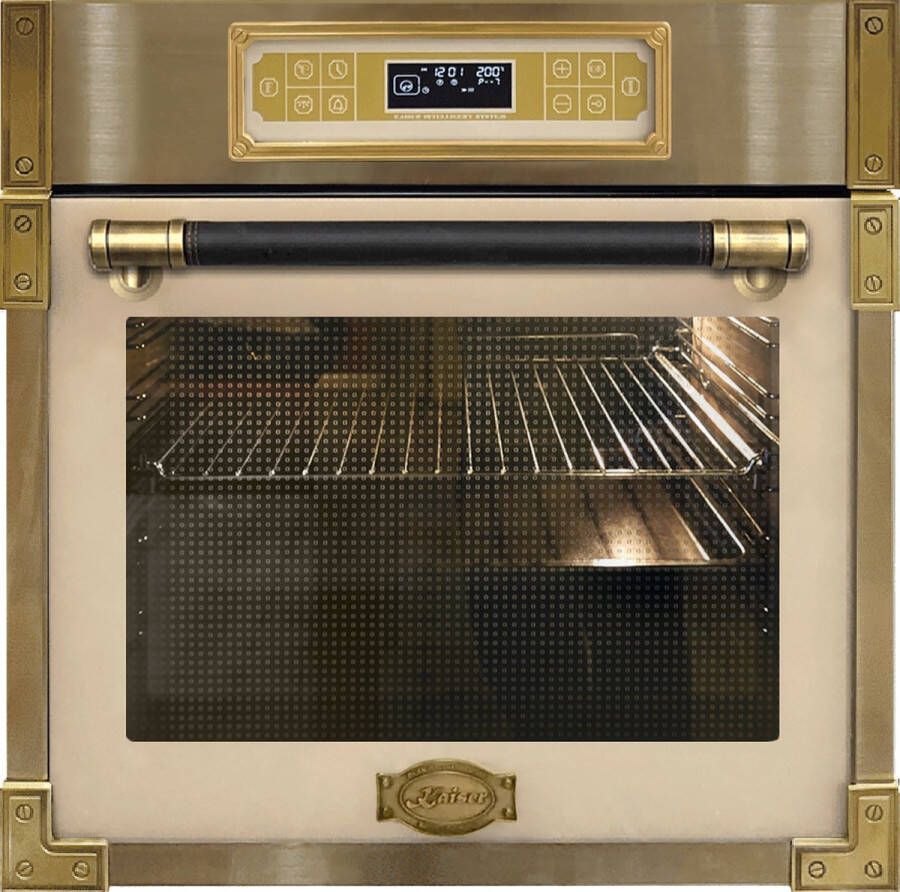 Kaiser inbouwoven EH 6726 ElfAD met enkele telescopische loper retro inbouwoven 80L ivoorkleurig glas