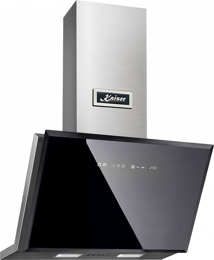 Kaiser Waskap AT 6430 F ECO afzuigkap 60 cm zwart glas wandafzuigkap roestvrij staal 1250m³ h
