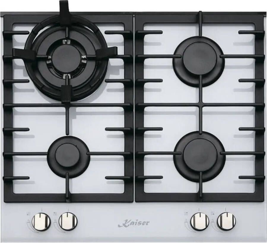 Kaiser KCG 6380 W Wit gaskookplaat 60cm 4 branders 3 8 KW WOK