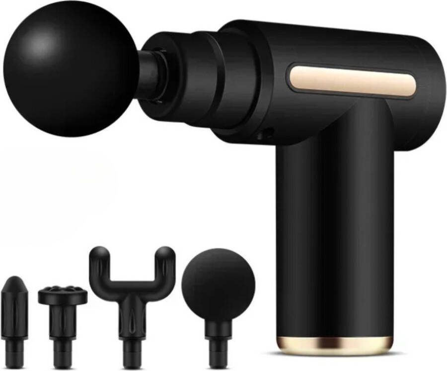 KAIZERS Massage Gun Mini Gen 2 Met 4 Opzetstukken En 6 Standen Sport en Relax Massage Apparaat Massage Pistool Professioneel Zwart