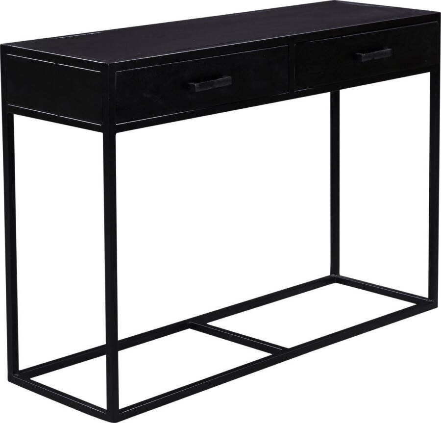 Livingfurn Sidetable Kala Mangohout en staal 120cm Zwart