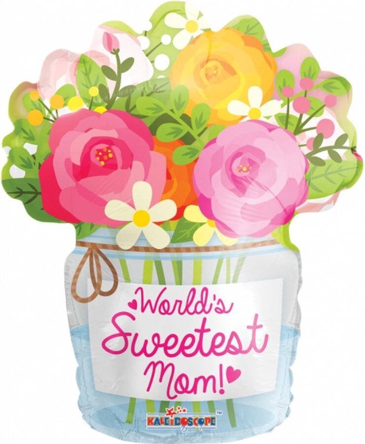 Kaleidoscope Folieballon Mom Mason Jar Dames 46 Cm Wit roze