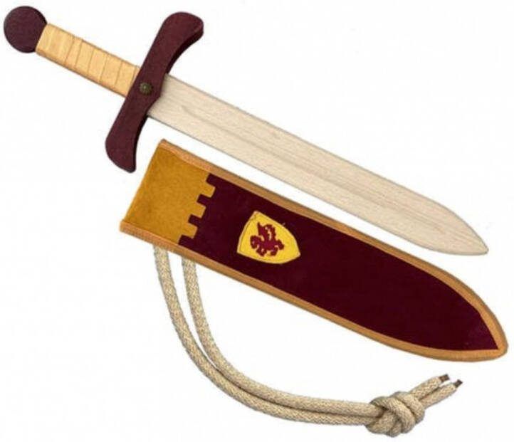Kalid Medieval Toys Houten Zwaard met Schede 50 cm Speelgoedwapen Houten speelgoed Zwaard ridder Zwaarden