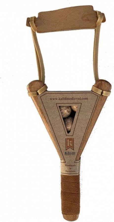 Kalid Medieval Toys Katapult met kurken ballen Luxe Editie Bruin Speelgoedwapen Houten katapult Houten speelgoed slingshot