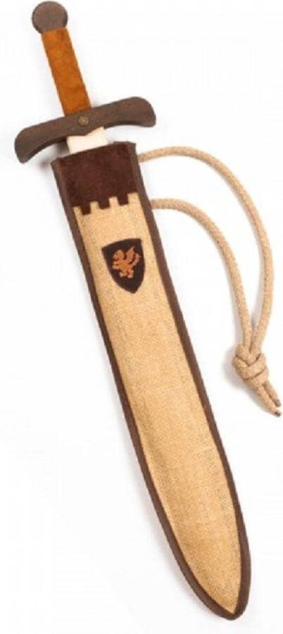 Kalid Medieval Toys Rustiek houten Zwaard met Schede licht bruin 65 cm Speelgoedwapen Houten speelgoed Zwaard ridder Zwaarden Kalid Medieval