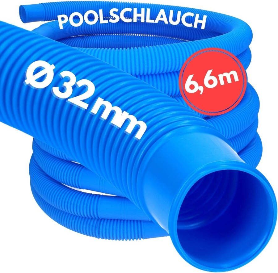 Kalitec 6 meter zwembadslang 32 mm blauw I slang voor zwembadpomp 32 mm I slang zwembad I flexibele waterslang I pompslang I Made in Germany I maatvast I trapvast