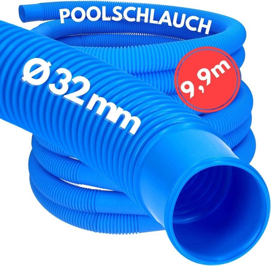 Kalitec 9 meter zwembadslang 32 mm blauw I zwembadslang 32 mm I slang zwembad I slang voor zwembadpomp I flexibele waterslang I pompslang I Made in Germany I maatvast I trapvast